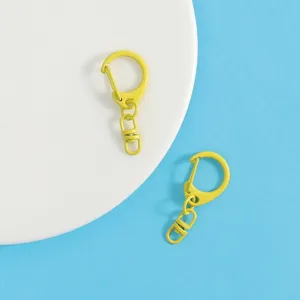 Yellow zinc alloy DIY keychain clasp candy color metal D ring snap hook craft accessory