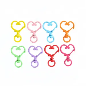 Colorful heart-shaped metal swivel lobster clasp keychain DIY jewelry making accessories