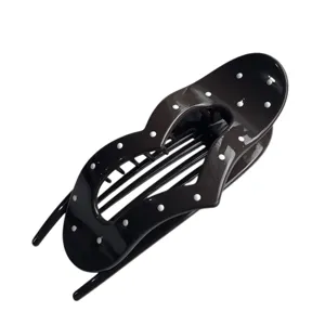 Glossy Black Polka Dot Hair Claw Clip Cute Heart Shape Duckbill Hairpin for Women Styling