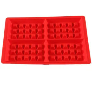 Silicone Waffle Mold Non-Stick Baking Pan Kitchen Pastry Tool For Household DIY Biscuit Cake Making Red