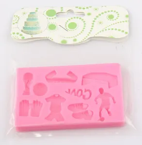 Silicone football cake mold for fondant decoration, 3D sports theme baking tool.