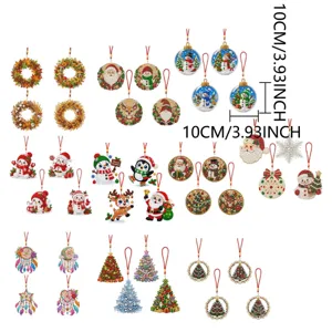 Christmas diamond painting hanging ornaments details, sparkling rhinestones holiday decor.