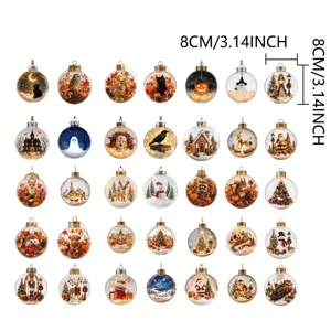 Transparent Christmas and Halloween ball ornaments, 8cm festive hanging baubles for tree decor.