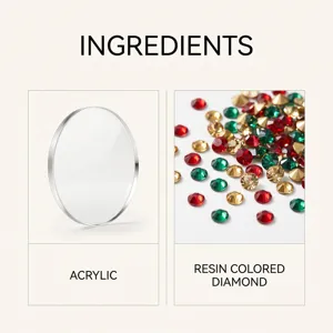 Acrylic base and colorful resin diamond components for DIY Christmas hanging ornament crafts.