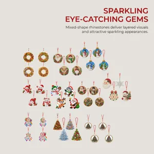 Christmas DIY diamond painting pendant set, sparkling crystal rhinestone festive decor ornaments.