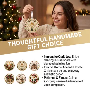 Detailed view of sparkly Christmas diamond painting ornament with festive angel and craft joy.