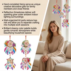 Christmas diamond painting hanging ornaments set featuring dreamcatcher shapes for festive decor