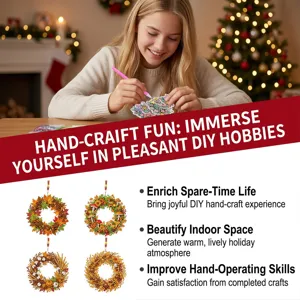 Christmas diamond painting wreath 4-piece set, DIY holiday craft decoration for home room.