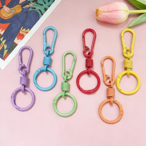 Porte-clés à Boucle à Ressort Peint Coloré DIY Accessoires de Bijoux Boucle Suspendue de Sac Matériau Artisanal