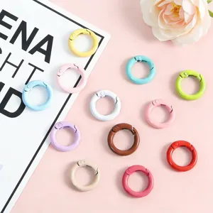 Colorful Zinc Alloy Spring O-Rings Round Spring Buckles DIY Handmade Jewelry Findings Key Chain Accessories Multicolor
