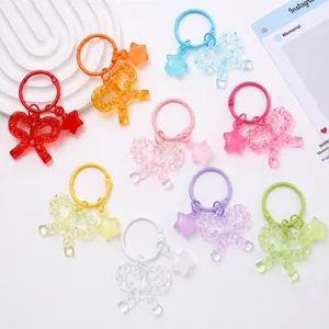 Colorful Transparent Acrylic Bow Keychain Star Bag Pendant Cute Clear Key Ring Fashion Jewelry Gift For Women