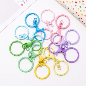 Colorful metal lobster clasp keychains, vibrant DIY cute bag pendant accessories set.