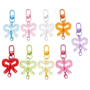 Portachiavi con fiocco in acrilico trasparente ciondolo borsa colorato accessori DIY