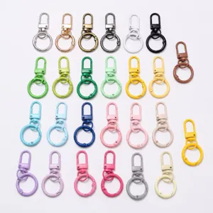 Porte-clés à anneau à ressort en métal coloré et mousquetons pour accessoires DIY.