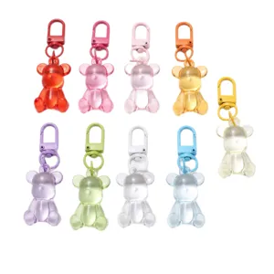 Portachiavi orsetto trasparente colorato caramella accessori DIY grazioso ciondolo borsa