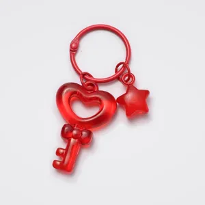 Red transparent heart key pendant DIY jelly star jewelry accessory charm for cute style bag