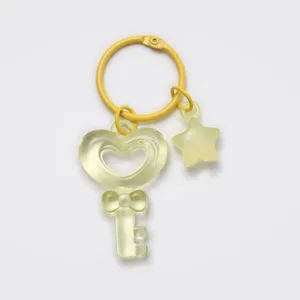 Transparent jelly heart key star keychain DIY cute pendant accessories for handmade jewelry.