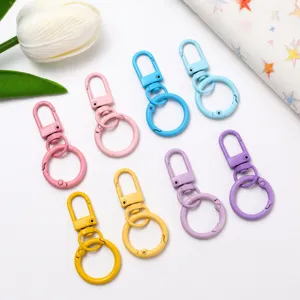 Kleurrijke macaron metalen veer sleutelhanger karabijnhaak ring DIY tas accessoire hoofd