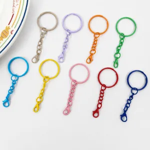 Set di portachiavi in metallo colorato con moschettone e catena accessori per borse all'ingrosso