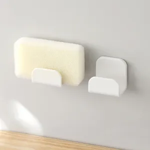 Porte-Éponge Mural en ABS Sans Perçage Organisateur d'Évier de Cuisine Support de Drainage Multifonction pour Couvercle de Pot Planche à Découper Crochet Blanc