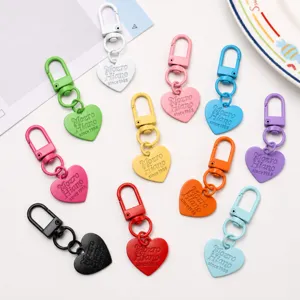 Zinc Alloy Heart Keychain Colorful Bag Pendant DIY Jewelry Accessories Cute Metal Key Ring For Women Men