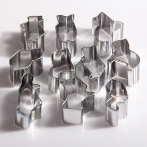 Stainless steel cookie cutter set, metal baking molds for biscuits, animal and geometric shapes