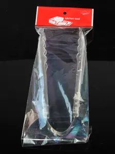 8 inch transparent plastic food tongs kitchen baking bread BBQ buffet tong in package