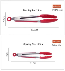 Stainless steel silicone kitchen food tongs barbecue bread steak clip size chart specifications