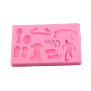 Silicone soccer fondant mold for cake decorating, sports theme sugar art embossing tool.