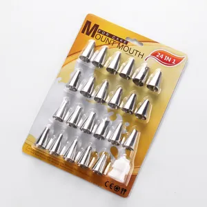 Set di 24 Bocchette per Pasticceria in Acciaio Inox Beccucci per Decorare Torte Kit