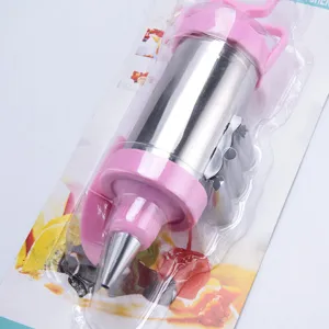 Pistola per biscotti in acciaio inossidabile e set decorativo per glassa con beccucci.