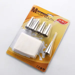 Set di bocchette in acciaio inox 24 in 1 utensili professionali per decorare dolci di zucchero