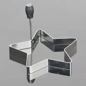 Stainless steel star shape fried egg ring mold with handle for kitchen breakfast cooking