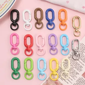 Bunte Zinklegierung Lackiert Feder Karabinerhaken Runde Offene Ring Schlüsselanhänger DIY Tasche Anhänger