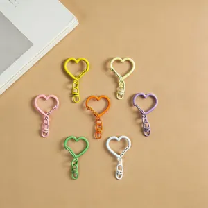Colorful zinc alloy heart keychains set, DIY pendant accessories, bag charms and craft supplies.