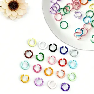 33mm colorful metal open jump rings U shaped key ring clasps for DIY craft accessories.