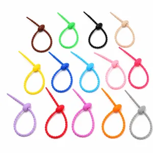 22cm Colorful Silicone Cable Ties Tadpole DIY Bag Keychain Pendant Data Wire Decor