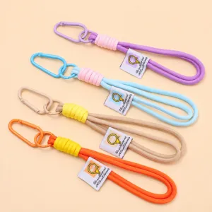 Nylon Woven Lanyard Keychain Metal Carabiner Colorful Phone Strap Multi-Color Bag Pendant Key Ring Accessory For Daily Use