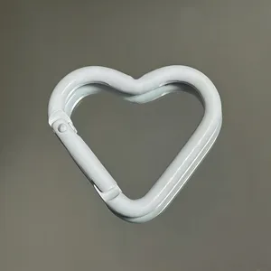 White heart carabiner clip alloy keychain hook cute heart backpack accessory DIY jewelry part