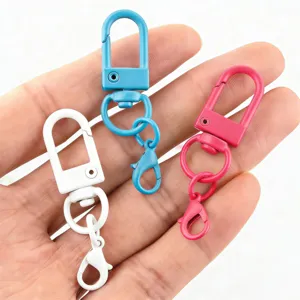 Colorful metal U-shaped swivel lobster clasps keychain DIY jewelry making craft accessories closeup