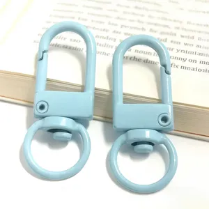 33mm colorful metal U-shaped gate hook keychain, light blue snap hook DIY hardware accessory.