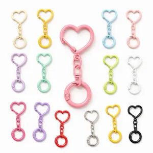 Buntes Herz Federkarabiner DIY Schlüsselanhänger Tasche Anhänger Metall Karabinerhaken Ring Bastelzubehör