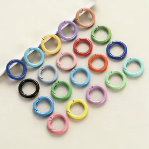 Colorful zinc alloy spring rings detail view, perfect for DIY jewelry and keychain accessories.