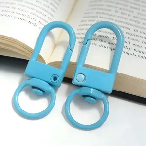 Colorful 33mm metal swivel snap hooks, U-shaped gate keychains for DIY crafts and accessories.
