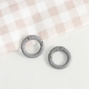 Grey zinc alloy round spring ring snap hook DIY handmade keychain hardware accessory detail