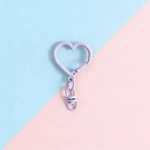 Zinc alloy heart keychain clasp, purple DIY jewelry accessories connector hardware part.
