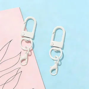 White metal rotating U-shaped clasp and lobster hook, perfect detail for DIY crafts.