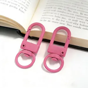 Pink metal swivel snap hooks 33mm U shaped keychain clips DIY craft hardware accessories