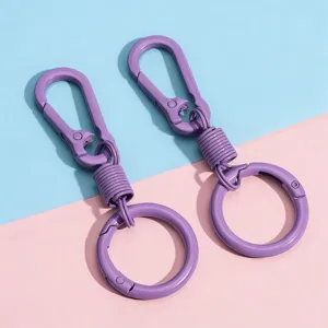 Mousqueton à ressort en métal violet porte-clés DIY sac accessoire anneau artisanal pièce