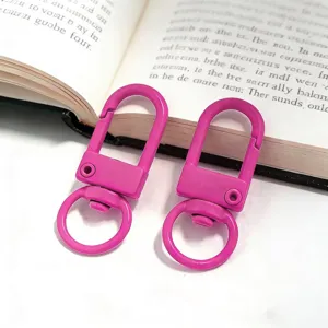 33mm pink metal swivel snap hooks, U-shaped gate clips for DIY keychains, crafts and bag hardware.